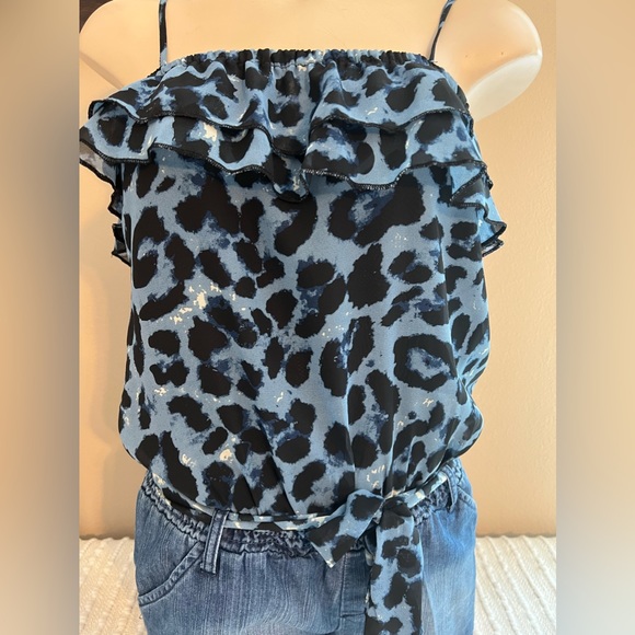 Blue Animal Print Denim Romper Size Medium - Picture 7 of 7